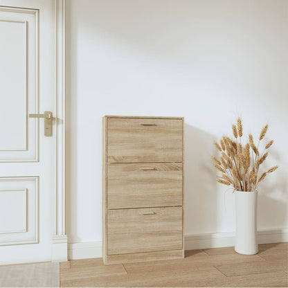 Shoe Cabinet Oak 23.2x6.7x42.5" Engineered Wood