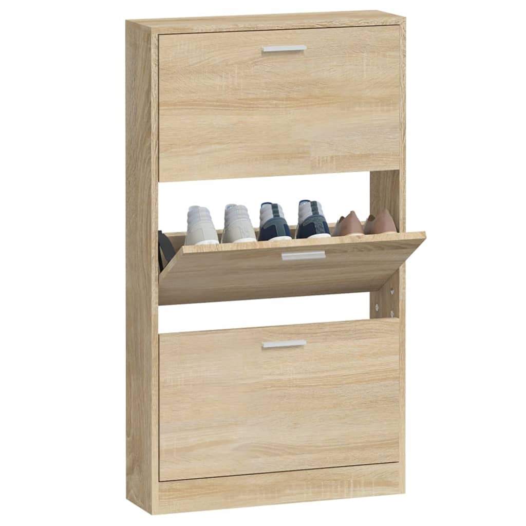 Shoe Cabinet Oak 23.2x6.7x42.5" Engineered Wood
