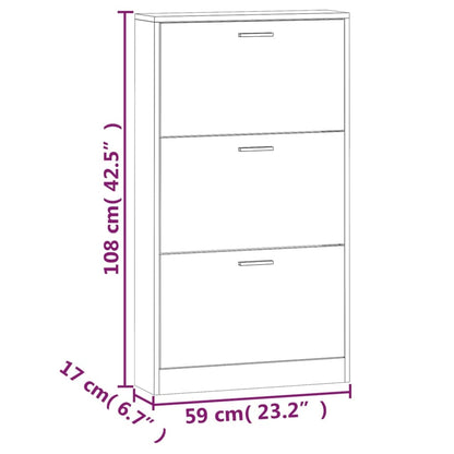 Shoe Cabinet Oak 23.2x6.7x42.5" Engineered Wood