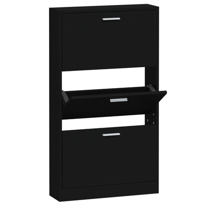 Shoe Cabinet Black 23.2x6.7x42.5" Engineered Wood