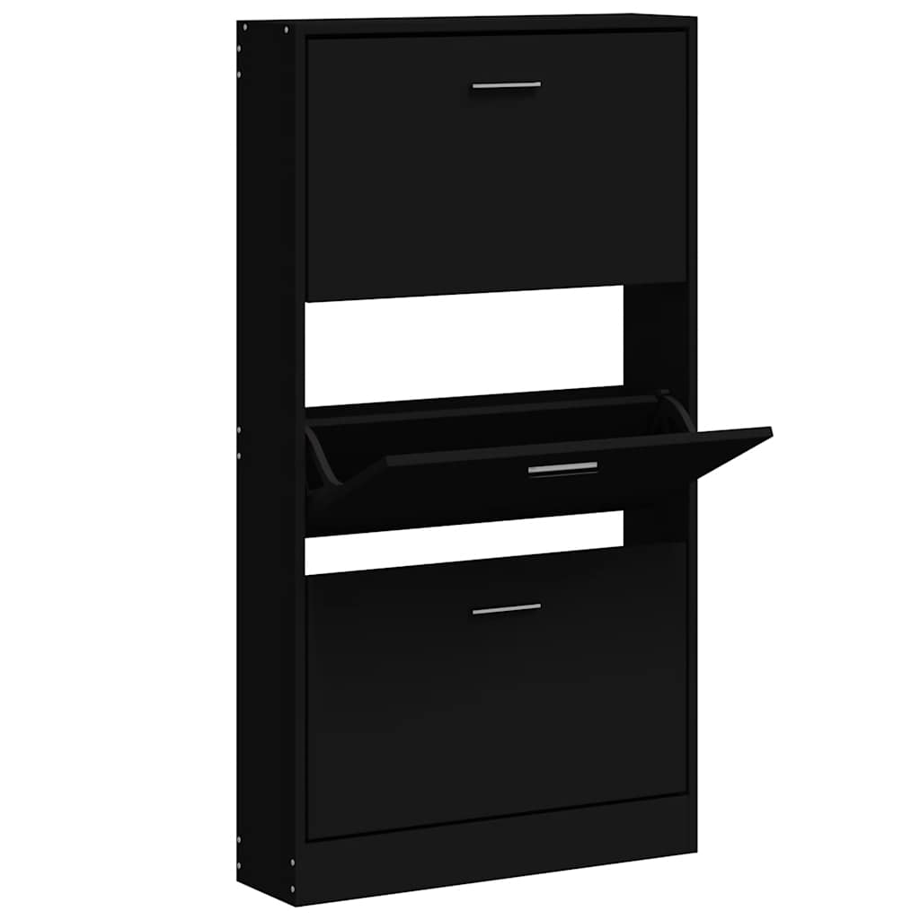 Shoe Cabinet Black 23.2x6.7x42.5" Engineered Wood
