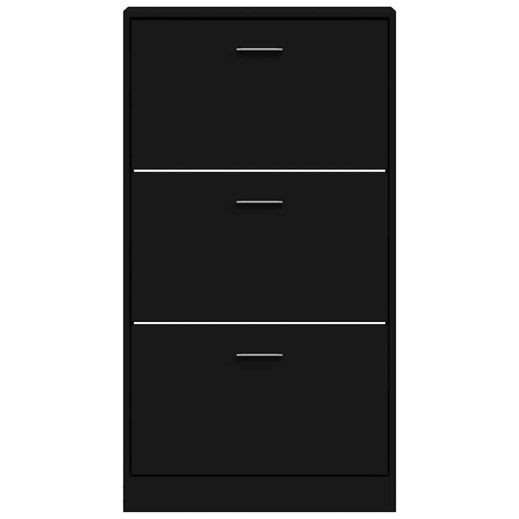 Shoe Cabinet Black 23.2x6.7x42.5" Engineered Wood