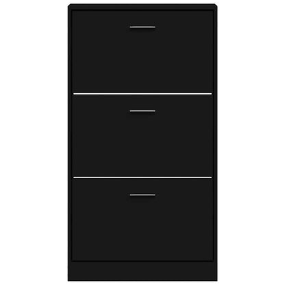 Shoe Cabinet Black 23.2x6.7x42.5" Engineered Wood