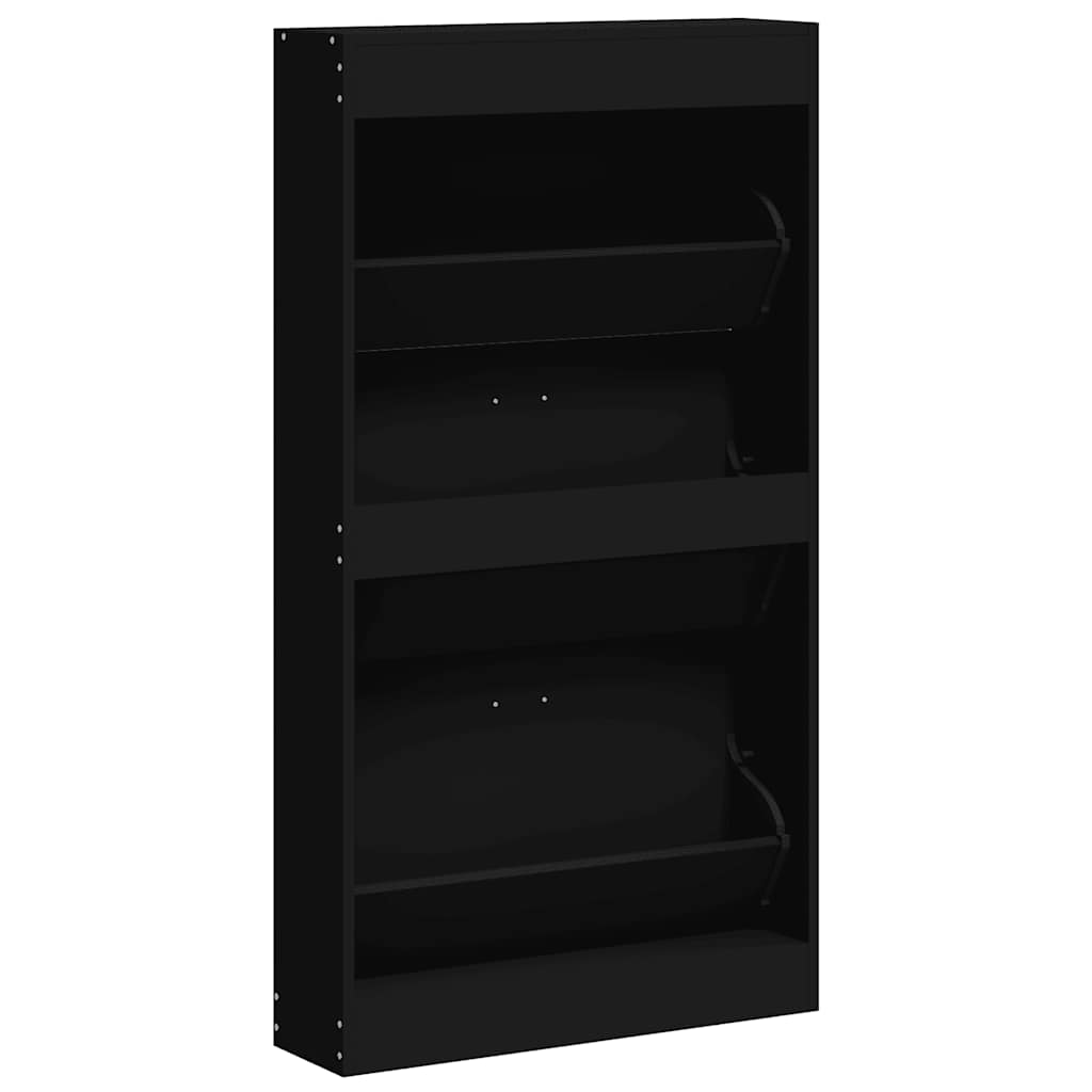 Shoe Cabinet Black 23.2x6.7x42.5" Engineered Wood