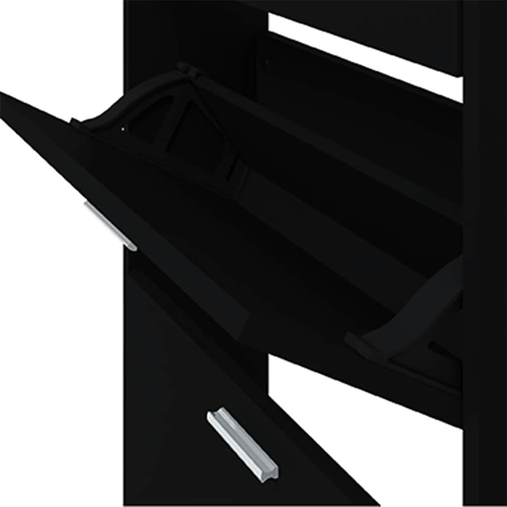 Shoe Cabinet Black 23.2x6.7x42.5" Engineered Wood