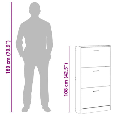 Shoe Cabinet Black 23.2x6.7x42.5" Engineered Wood