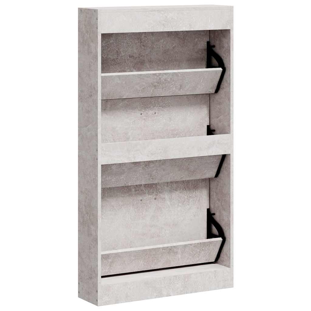 Shoe Cabinet Concrete Grey 23.2x6.7x42.5" Engineered Wood