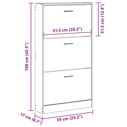 Shoe Cabinet Concrete Grey 23.2x6.7x42.5" Engineered Wood