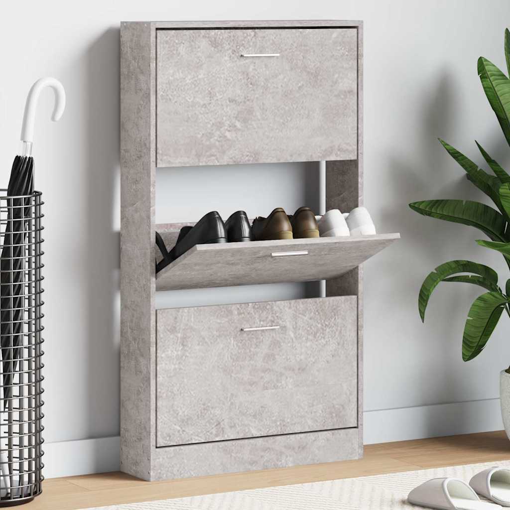 Shoe Cabinet Concrete Grey 23.2x6.7x42.5" Engineered Wood