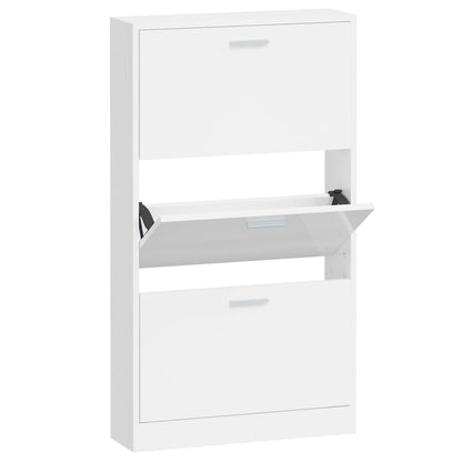 Shoe Cabinet High Gloss White 23.2x6.7x42.5" Engineered Wood