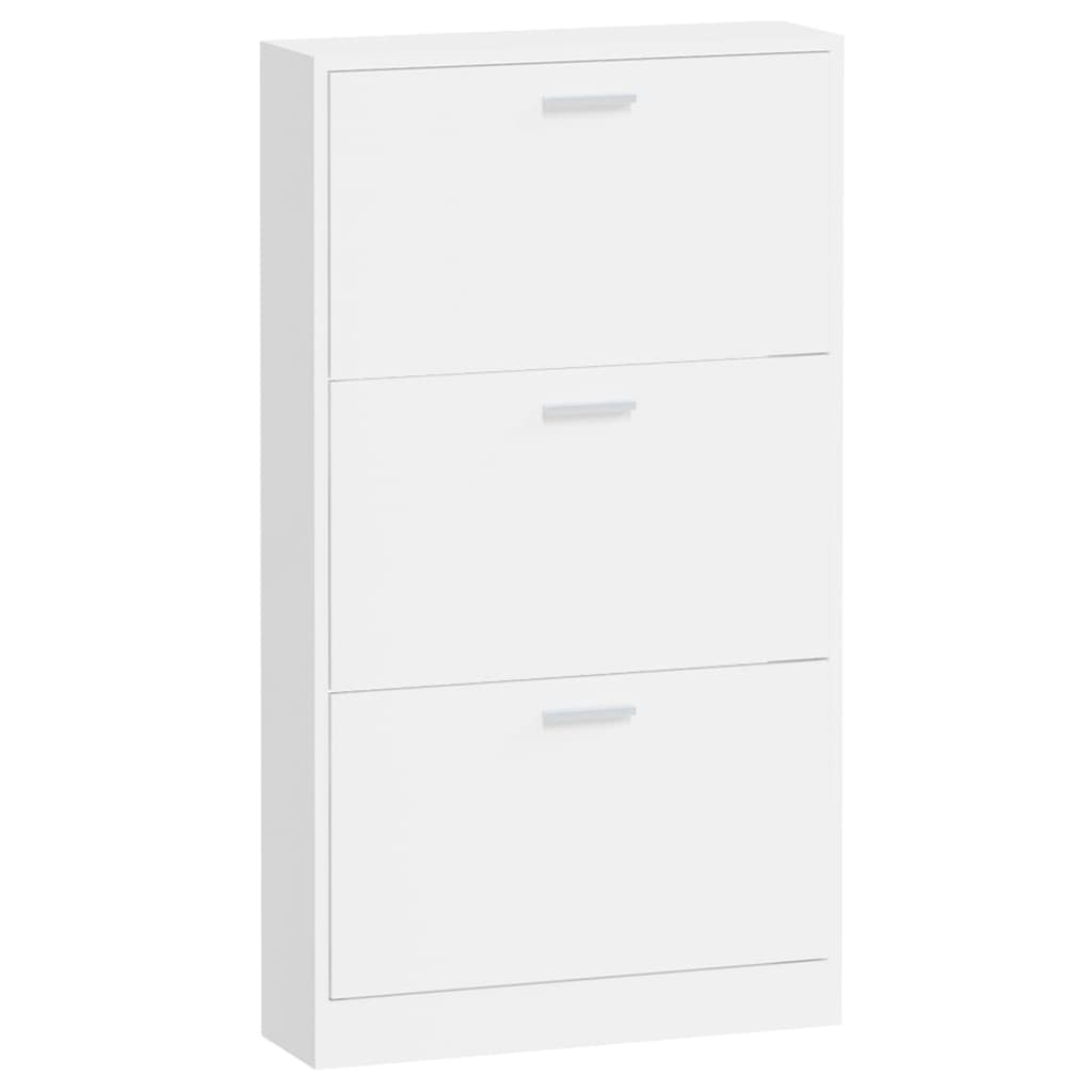Shoe Cabinet High Gloss White 23.2x6.7x42.5" Engineered Wood