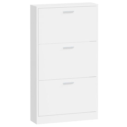Shoe Cabinet High Gloss White 23.2x6.7x42.5" Engineered Wood