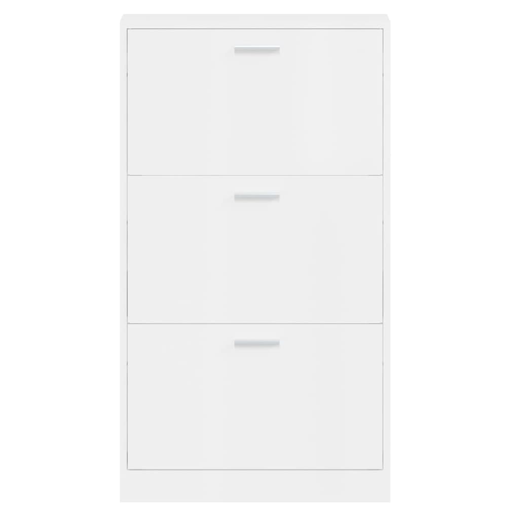 Shoe Cabinet High Gloss White 23.2x6.7x42.5" Engineered Wood