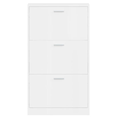 Shoe Cabinet High Gloss White 23.2x6.7x42.5" Engineered Wood