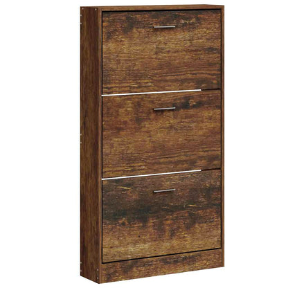 Shoe Cabinet Smoked Oak 23.2x6.7x42.5" Engineered Wood