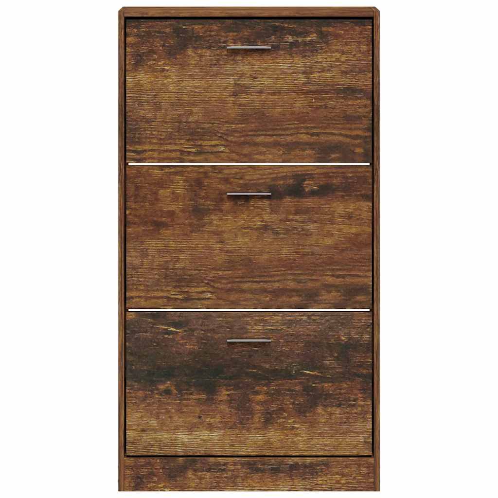 Shoe Cabinet Smoked Oak 23.2x6.7x42.5" Engineered Wood