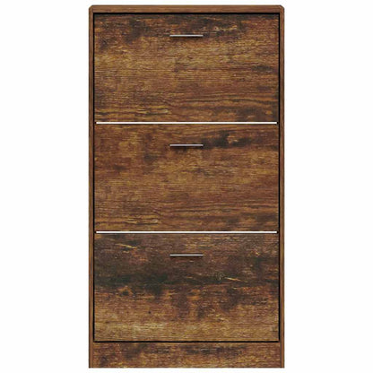 Shoe Cabinet Smoked Oak 23.2x6.7x42.5" Engineered Wood