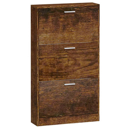 Shoe Cabinet Smoked Oak 23.2x6.7x42.5" Engineered Wood
