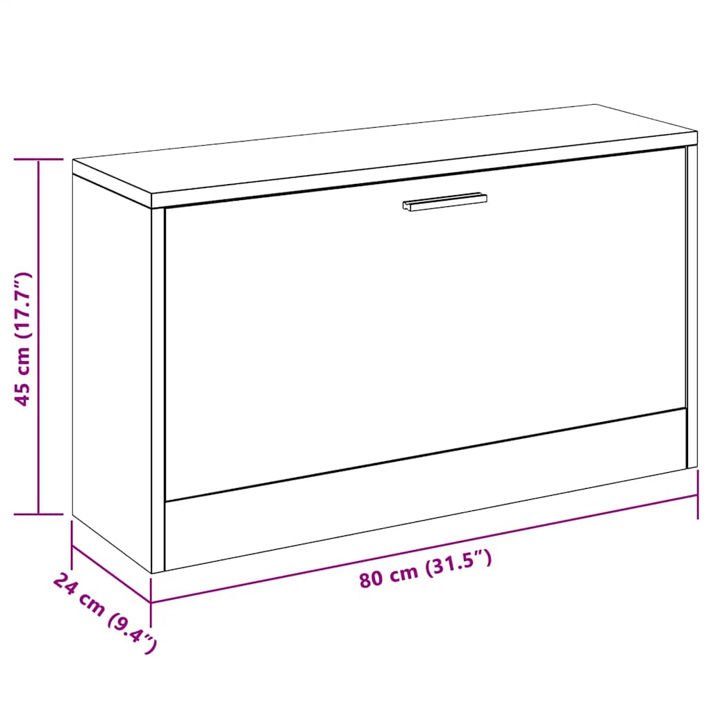 Shoe Bench Smoked Oak 31.5x9.4x17.7" Engineered Wood
