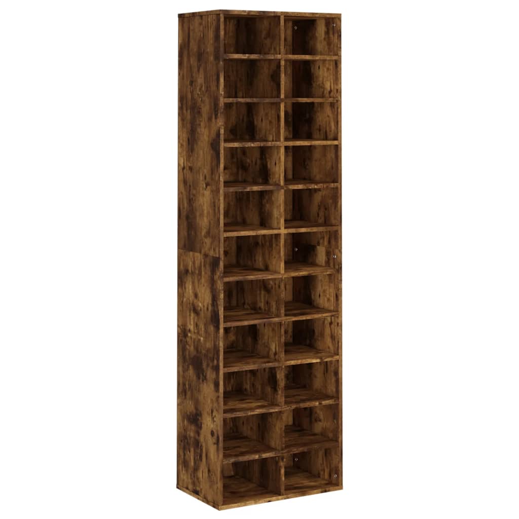 Shoe Cabinet Smoked Oak 21.3x13.4x72.0" Engineered Wood