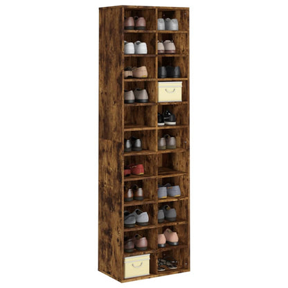 Shoe Cabinet Smoked Oak 21.3x13.4x72.0" Engineered Wood