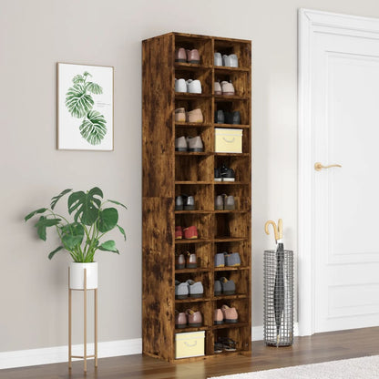 Shoe Cabinet Smoked Oak 21.3x13.4x72.0" Engineered Wood