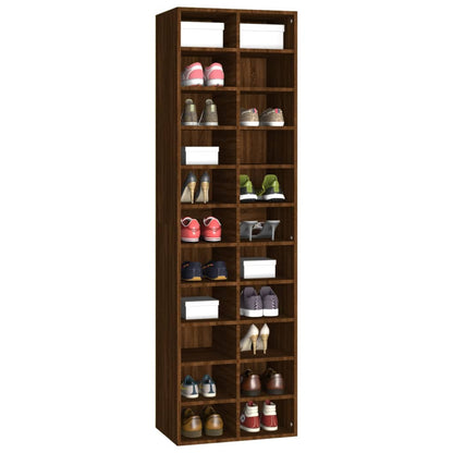 Shoe Cabinet Brown Oak 21.3x13.4x72.0" Engineered Wood