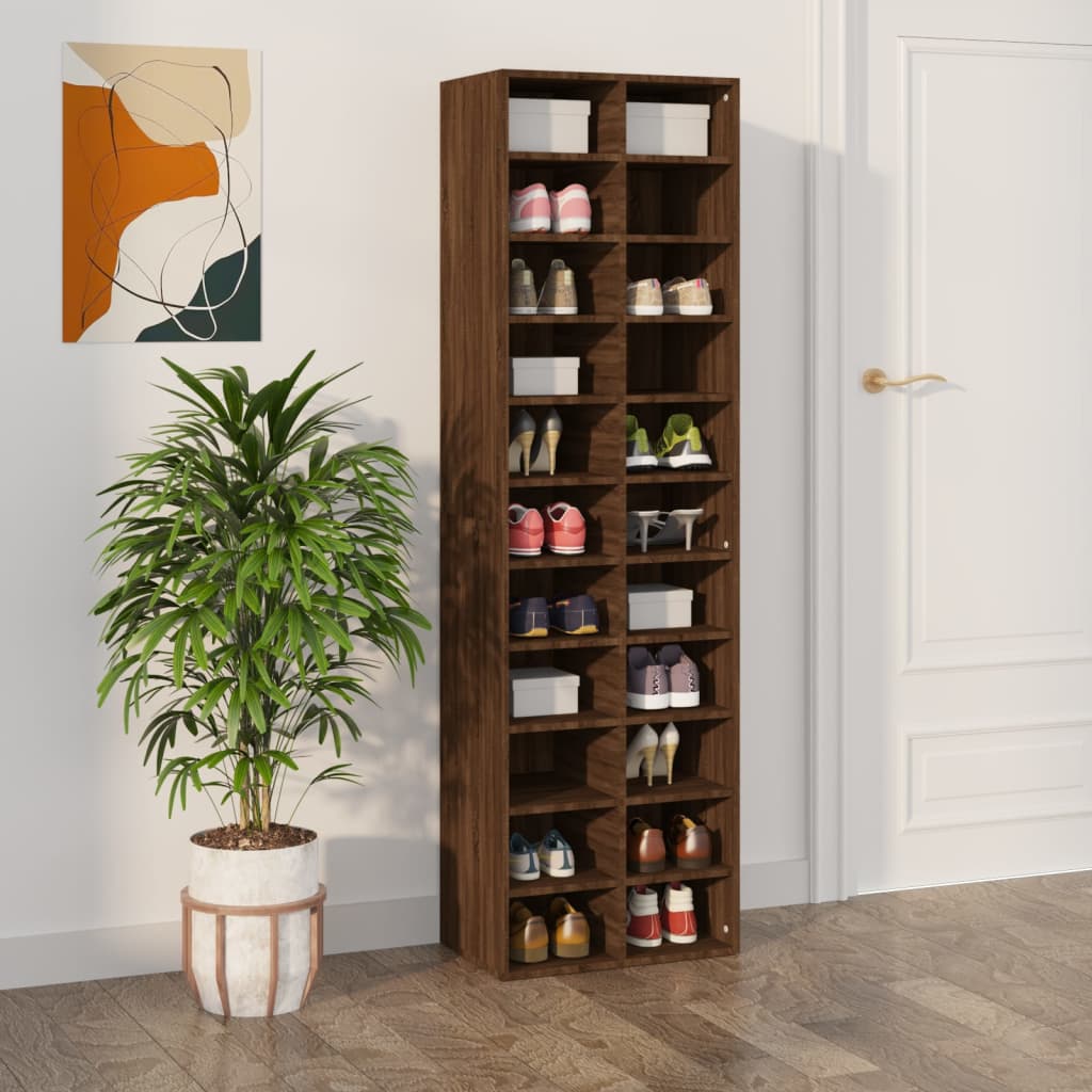 Shoe Cabinet Brown Oak 21.3x13.4x72.0" Engineered Wood