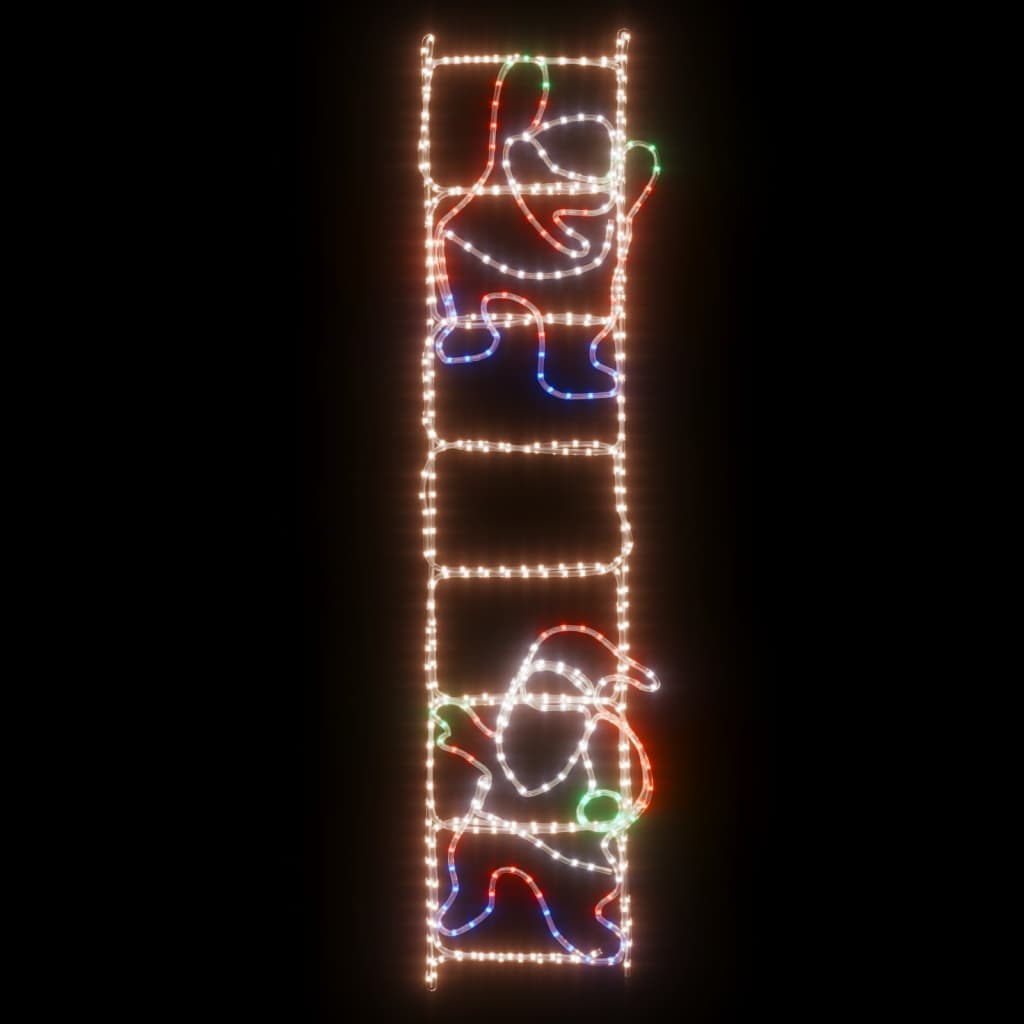 Santa On Ladder Figure Multicolour Steel, PVC Medium Foldable