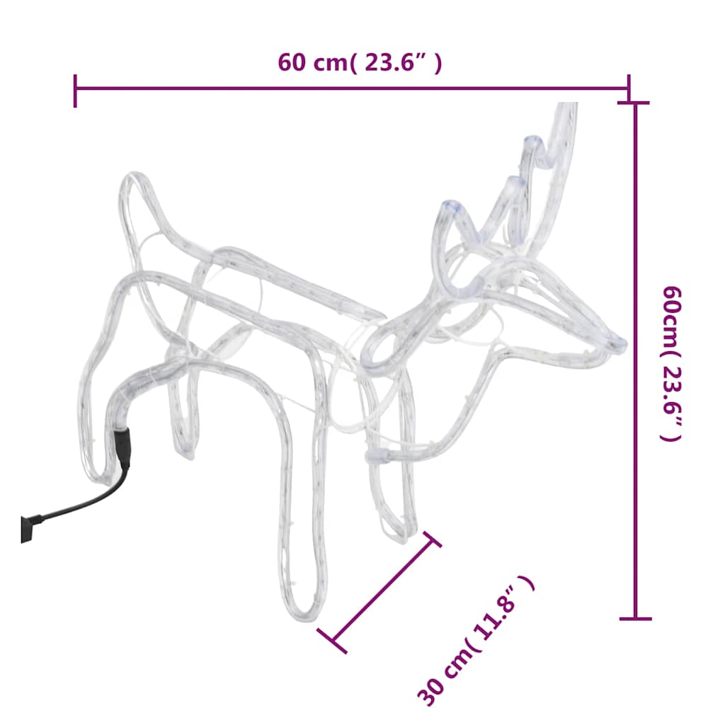 Christmas Reindeer Figure Warm White Steel, Polyvinylchloride