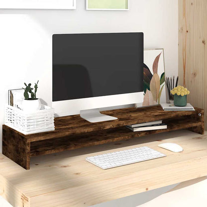 Monitor Stand Smoked Oak 39.4"x9.4"x5.1" Engineered Wood