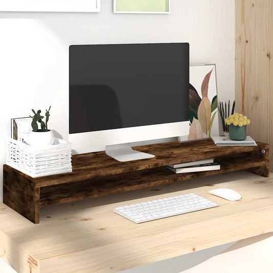 Monitor Stand Smoked Oak 39.4"x9.4"x5.1" Engineered Wood