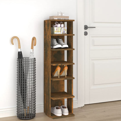 Shoe Rack Smoked Oak 10.8x10.6x40.2" Engineered Wood