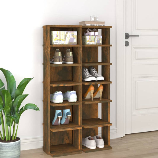 Shoe Racks 2 pcs Smoked Oak 10.8x10.6x40.2" Engineered Wood