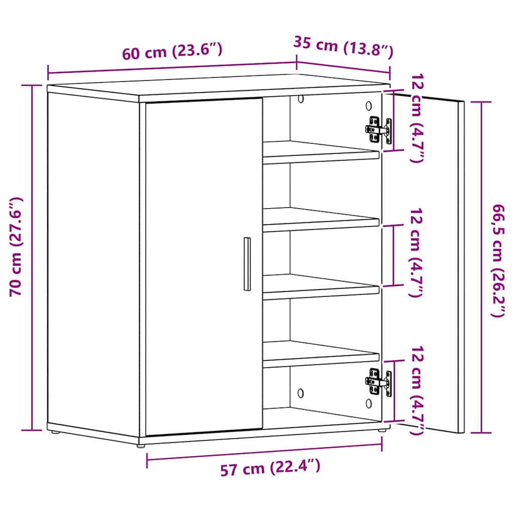 Shoe Cabinet Smoked Oak 23.6x13.8x27.6" Engineered Wood