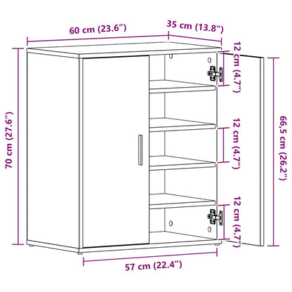 Shoe Cabinet Smoked Oak 23.6x13.8x27.6" Engineered Wood