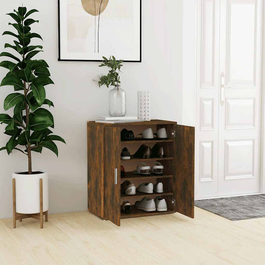 Shoe Cabinet Smoked Oak 23.6x13.8x27.6" Engineered Wood