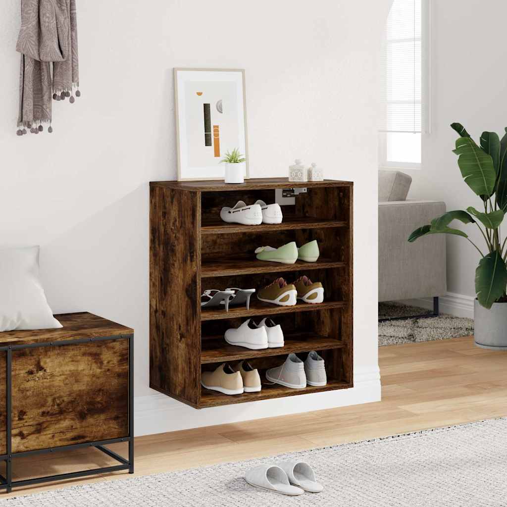 Shoe Cabinet Smoked Oak 23.6x13.8x27.6" Engineered Wood