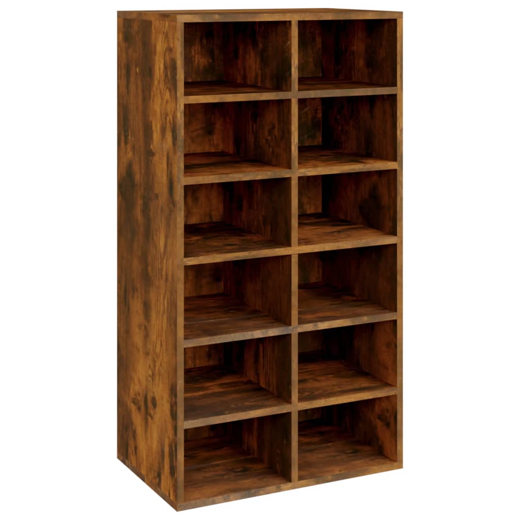 Shoe Rack Smoked Oak 21.3"x13.4"x39.6" Engineered Wood