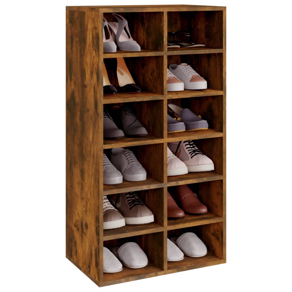Shoe Rack Smoked Oak 21.3"x13.4"x39.6" Engineered Wood