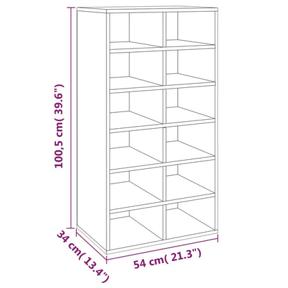 Shoe Rack Smoked Oak 21.3"x13.4"x39.6" Engineered Wood