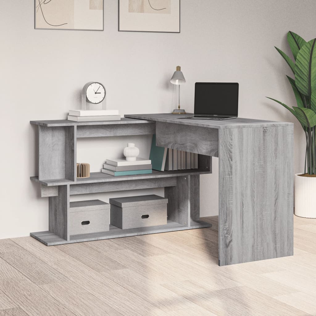 Corner Desk Gray Sonoma 78.7"x19.7"x29.9" Engineered Wood