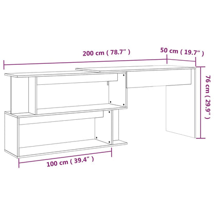 Corner Desk Gray Sonoma 78.7"x19.7"x29.9" Engineered Wood