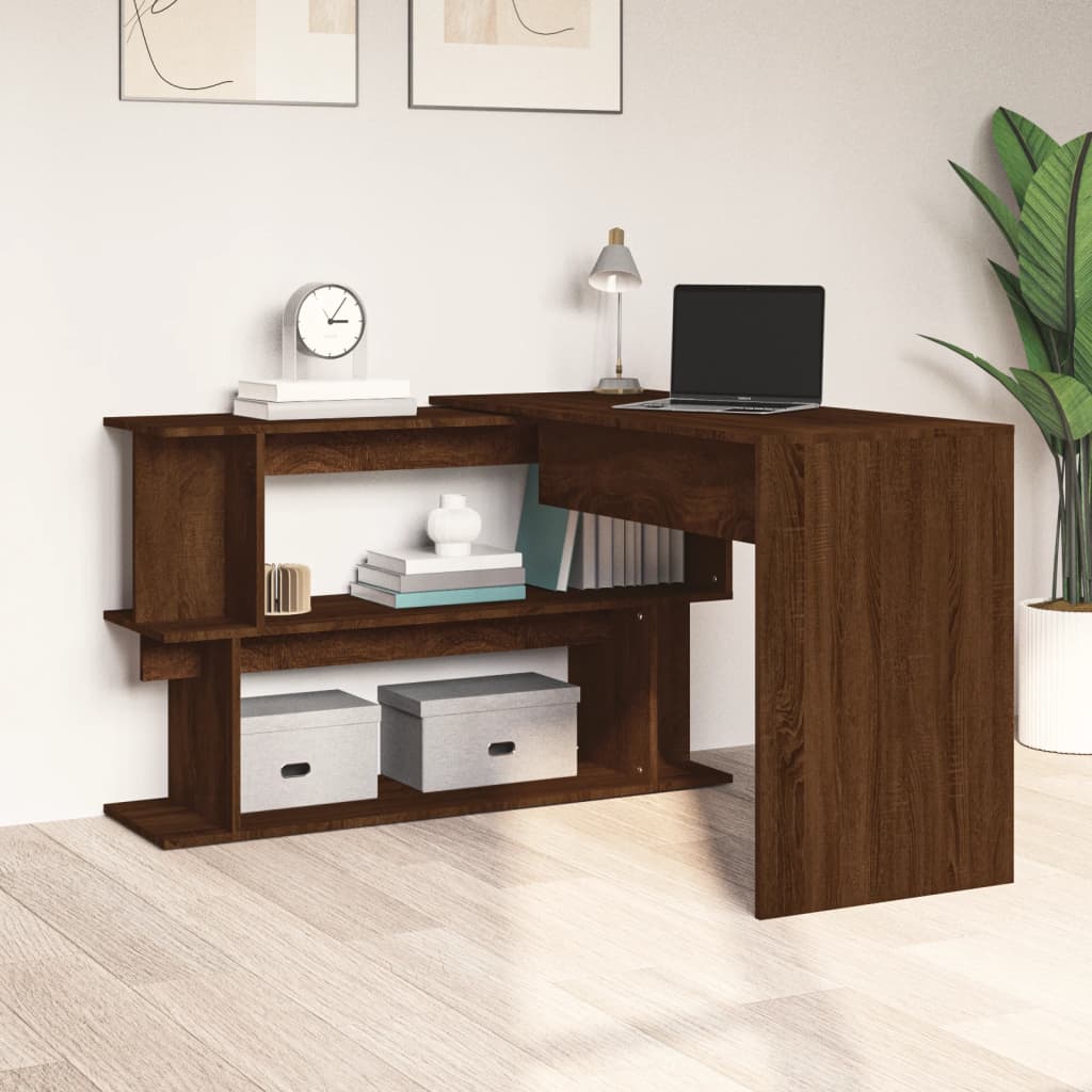Corner Desk Brown Oak 78.7"x19.7"x29.9" Engineered Wood