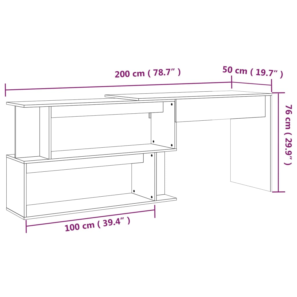 Corner Desk Brown Oak 78.7"x19.7"x29.9" Engineered Wood