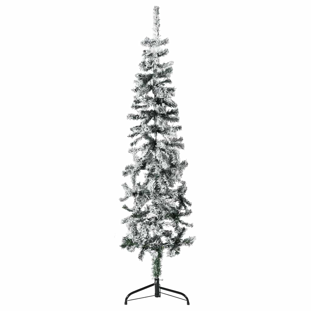 Slim Artificial Half Christmas Tree with Flocked Snow 4 ft