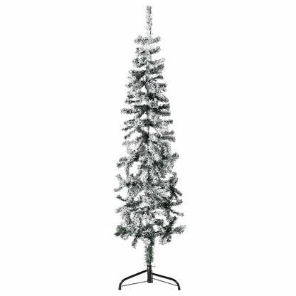 Slim Artificial Half Christmas Tree with Flocked Snow 4 ft