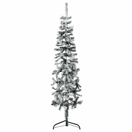Slim Artificial Half Christmas Tree with Flocked Snow 4 ft