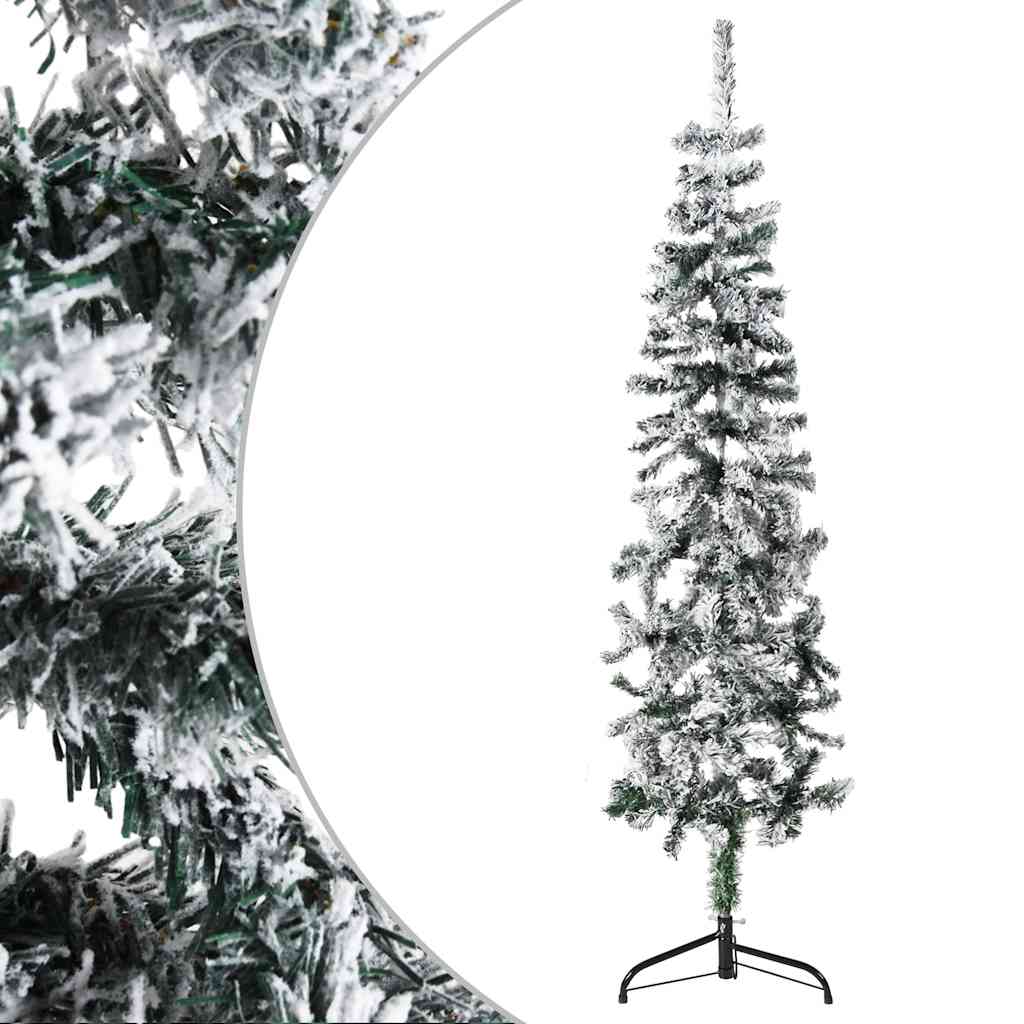 Slim Artificial Half Christmas Tree with Flocked Snow 4 ft