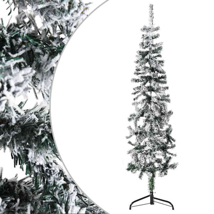 Slim Artificial Half Christmas Tree with Flocked Snow 4 ft